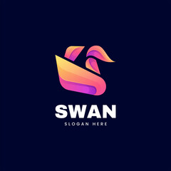 Vector Logo Illustration Swan Gradient Colorful Style.