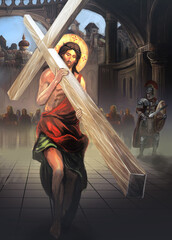 Jesus Christ carry cross	
