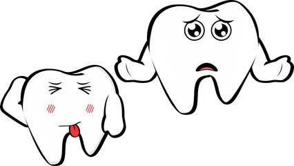 molar tooth character cartoon kawaii expressions in vector format