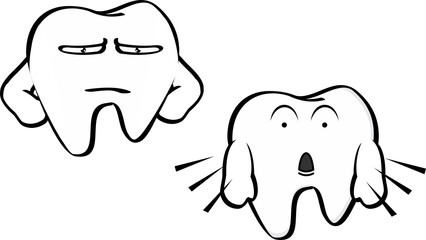 molar tooth cartoon kawaii expressions in vector format