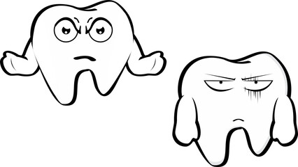 molar tooth cartoon kawaii expressions in vector format