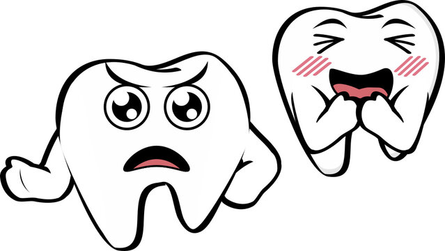 molar tooth cartoon kawaii expressions collection pack in vector format