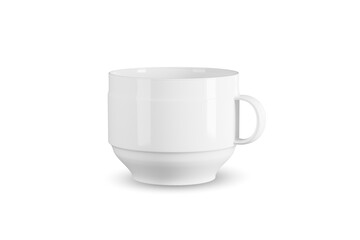 empty white coffee cup on white background