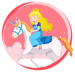 Obraz premium Fantasy princess character riding a unicorn on white background