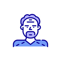 Older man in a sweater. Pixel perfect, editable stroke color icon