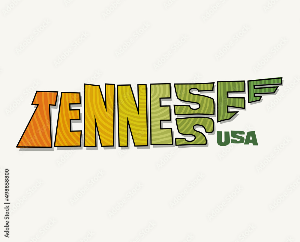 Wall mural state of tennessee with the name distorted into state shape. pop art style vector illustration for s