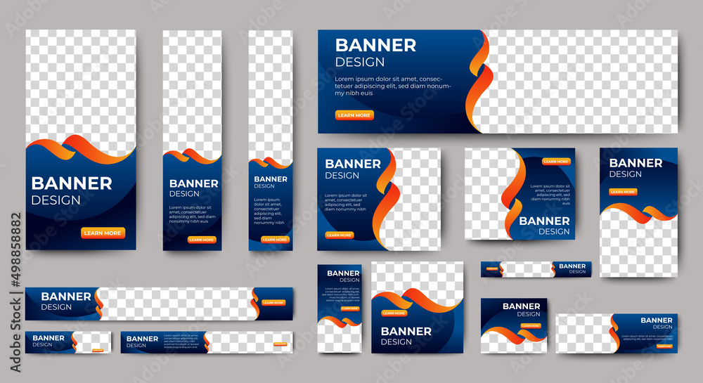 Aufkleber abstract banner design web template set, horizontal header web banner. modern gradient blue cover he