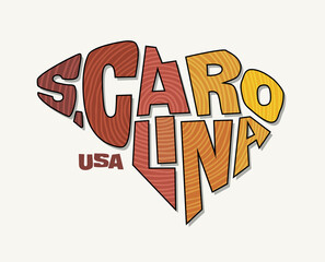 State of South Carolina with the name distorted into state shape. Pop art style vector illustration for stickers, t-shirts, posters, social media and print media.	