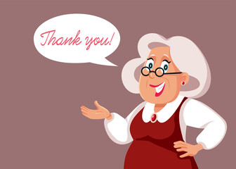 Senior Woman Saying Thank You Vector Cartoon Illustration