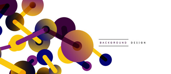 Line points connections geometric abstract background. Circles connected by lines. Trendy techno business template for wallpaper, banner, background or landing