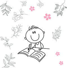 cartoon activity illustration of a smiling child for children's coloring book, children's book. eps vector image.