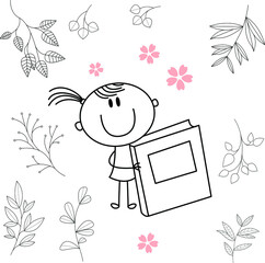 cartoon activity illustration of a smiling child for children's coloring book, children's book. eps vector image.