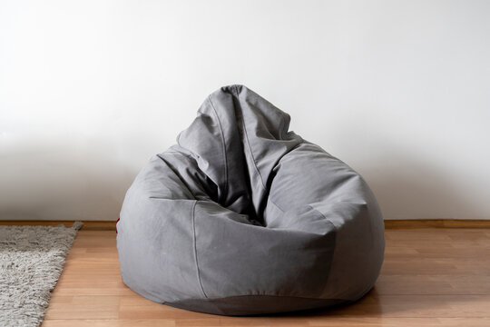 Grey Bag Chair Or Bean Armchair At Home In Living Room