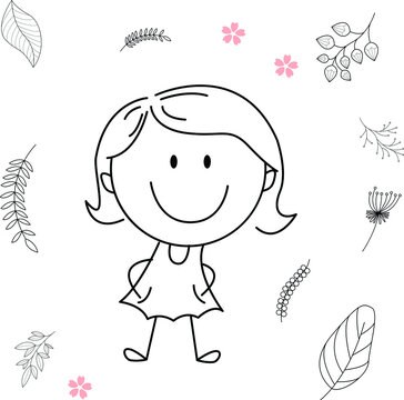 Cartoon Activity Illustration Of A Smiling Child For Children's Coloring Book, Children's Book. Eps Vector Image.