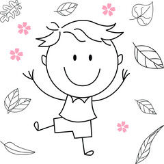 cartoon activity illustration of a smiling child for children's coloring book, children's book. eps vector image.
