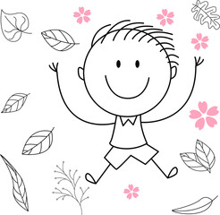 cartoon activity illustration of a smiling child for children's coloring book, children's book. eps vector image.
