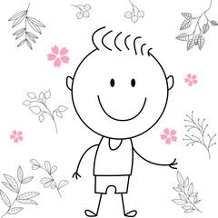 cartoon activity illustration of a smiling child for children's coloring book, children's book. eps vector image.