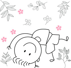 cartoon activity illustration of a smiling child for children's coloring book, children's book. eps vector image.