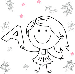 cartoon activity illustration of a smiling child for children's coloring book, children's book. eps vector image.