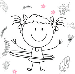 cartoon activity illustration of a smiling child for children's coloring book, children's book. eps vector image.