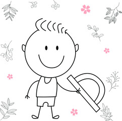 cartoon activity illustration of a smiling child for children's coloring book, children's book. eps vector image.
