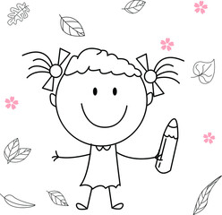 cartoon activity illustration of a smiling child for children's coloring book, children's book. eps vector image.