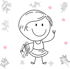 cartoon activity illustration of a smiling child for children's coloring book, children's book. eps vector image.