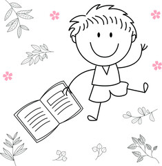 cartoon activity illustration of a smiling child for children's coloring book, children's book. eps vector image.