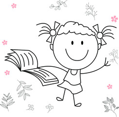 cartoon activity illustration of a smiling child for children's coloring book, children's book. eps vector image.