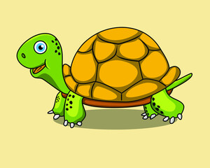 a cute little turtle in cartoon style in vector illustration