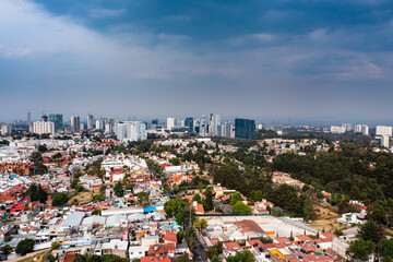Fototapeta na wymiar Vista Aérea de Santa Fe en la Ciudad de México