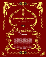 ramadhan kareem greeting card with islamic ornament