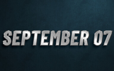 SEPTEMBER IN SILVER HIGH RELIEF LETTERS ON DARK BACKGROUND