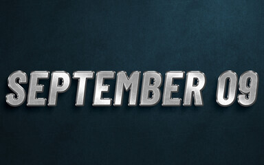 Obraz premium SEPTEMBER IN SILVER HIGH RELIEF LETTERS ON DARK BACKGROUND