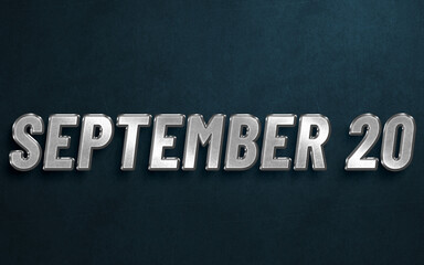 Obraz premium SEPTEMBER IN SILVER HIGH RELIEF LETTERS ON DARK BACKGROUND