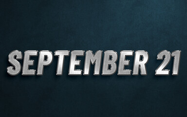 SEPTEMBER IN SILVER HIGH RELIEF LETTERS ON DARK BACKGROUND