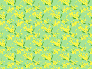 ミモザのパターン②背景黄緑
