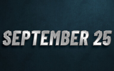 SEPTEMBER IN SILVER HIGH RELIEF LETTERS ON DARK BACKGROUND