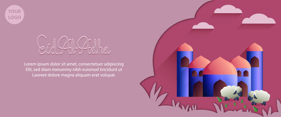 Illustration of Eid Al Adha  greetings background vector design for web, social media, or greetings card