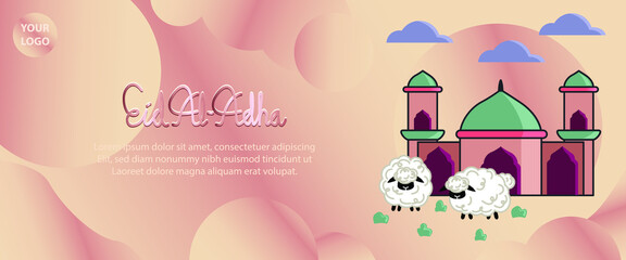 Illustration of Eid Al Adha  greetings background vector design for web, social media, or greetings card