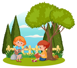 A children doing activities in the garden