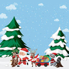 Christmas holidays with Santa and presents