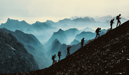 summit mountaineering activities - obrazy, fototapety, plakaty