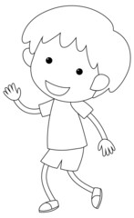 A boy black and white doodle character
