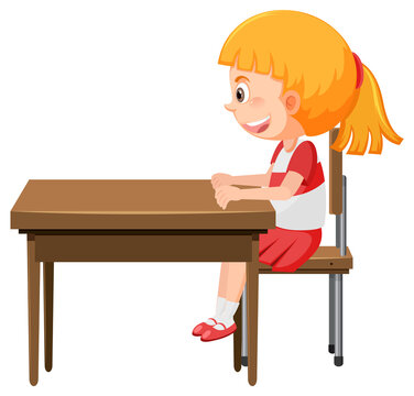 Girl sitting on a school desk