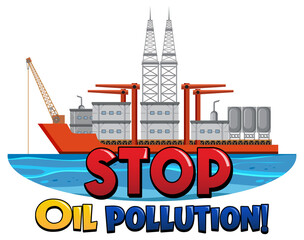 Stop oil pollution font logo design