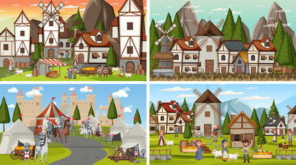 Obraz premium Set of different scene medieval