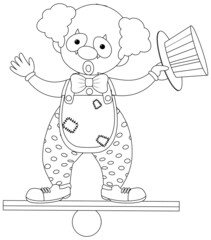 Clown doodle outline for colouring