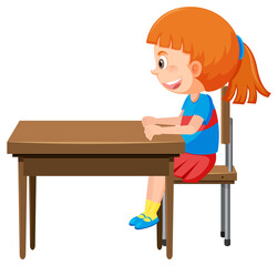 Girl sitting on a school desk