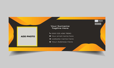 Corporate, Unique and professional email Signature template. Modern creative flat multipurpose
stylish business Email signature template design, With author photo place vector banner.
